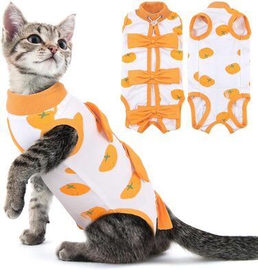 Кат-боді для котів після операції, одяг для котів, хірургічний одяг, комбінезон для котів (L, помаранчевий)