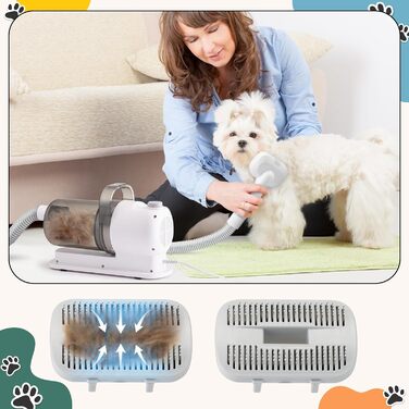 Пылесос для домашних животных 2.5л, тихий 48дБ, для собак и кошек, набор для груминга, включая триммер, щетку и инструменты для чистки. (С розеткой US)