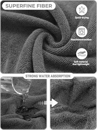 Рушник для собак JOOV E Dog Trockenmante - супер вбираючий, для сушіння після купання, м'який, регульований, для собак (S, Сірий динозавр)