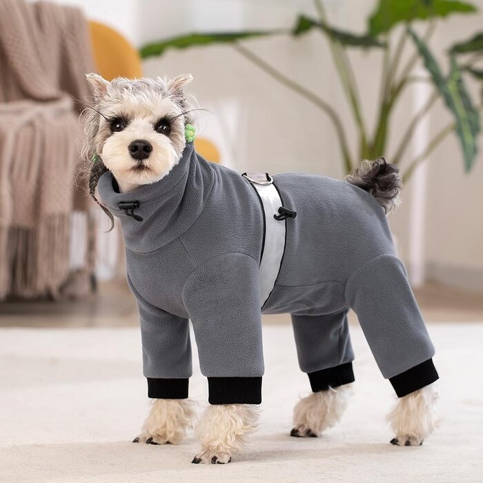 Теплі зимові куртки для собак, флісові комбінезони з D-кільцем, для малих та середніх собак, сірий колір, розмір XL XL
