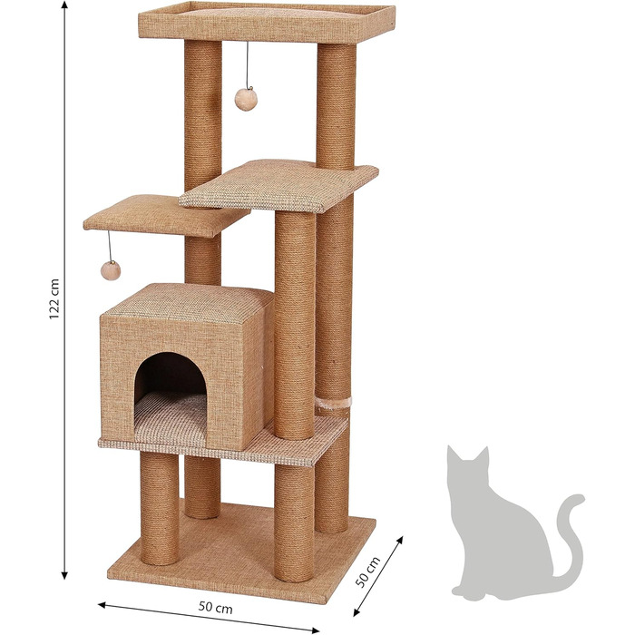 Дряпак для котів Dehner Lieblinge Nele, 122x50x50 см, джут, бежевий