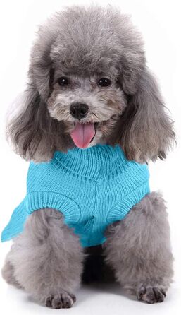Светр для маленьких собак Chborchicen, в'язаний одяг для котів, теплий зимовий одяг для кошенят та цуценят, розмір XS, небесно-блакитний (X-Small, Одяг-Небесно-Блакитний)