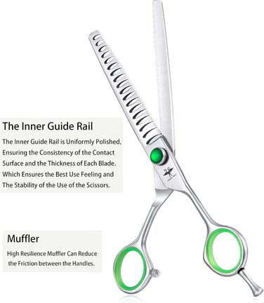 Набір професійних ножиць для грумінгу собак PURPLEBIRD: 440C сталь, 7 дюймів, 4 шт. (прямі, вигнуті, для розрідження)