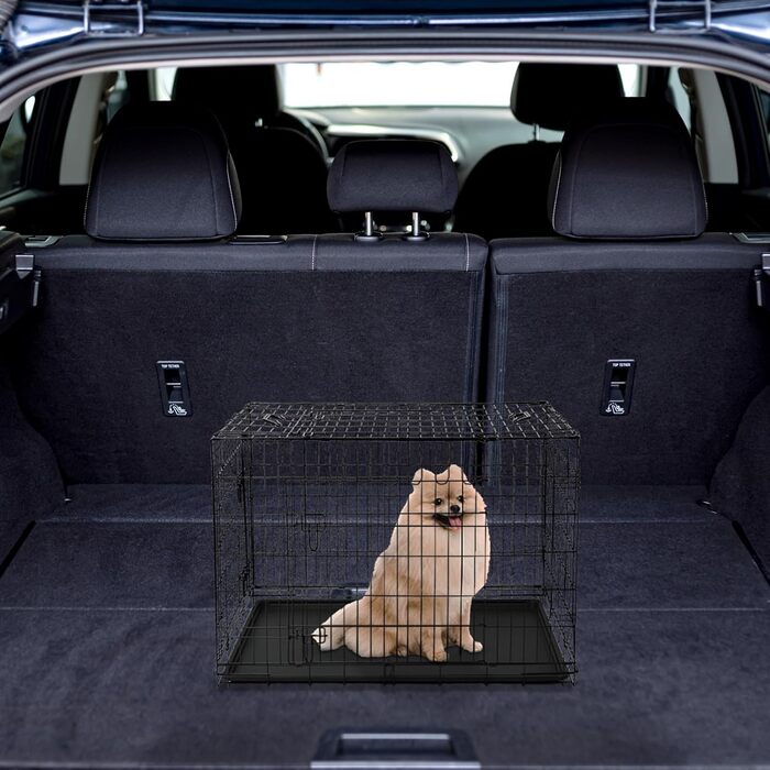 Клітка-переноска для собак, розмір S, чорна, 61x42x48,5 см. Розмірна переноска для собак та інших тварин, складна