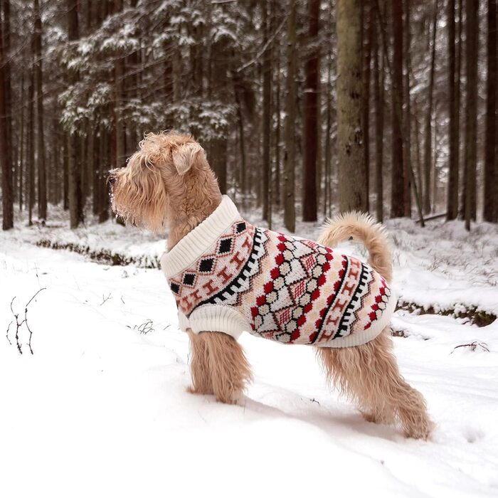 Теплий пуловер для собак - Boho пуловер для маленьких собак, святковий пуловер, отвір для повідка, теплий пуловер для чихуахуа, йоркширського тер'єра, джек-рассела (Червоний M)