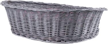 Плетене ліжко для собак та котів з лози (50x36x16 см, сірий)