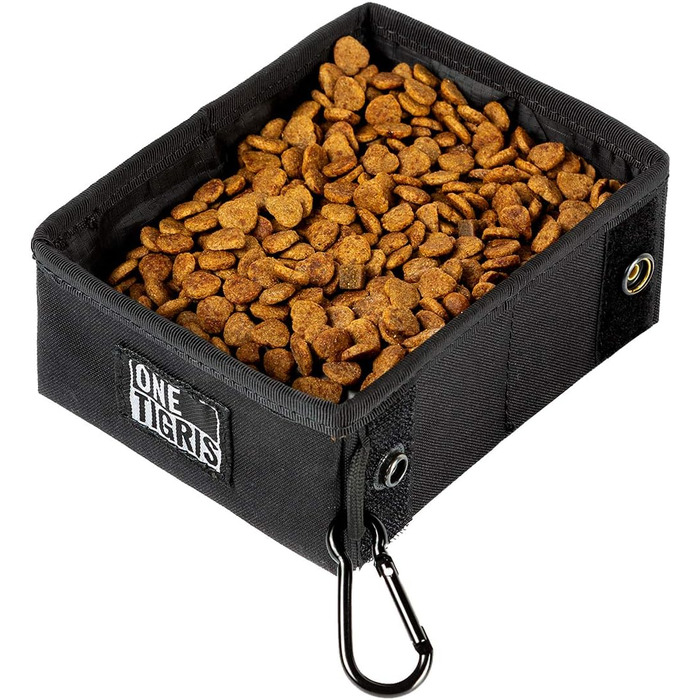 OneTigris Складаний миска для собак 0,9 л - дорожня, для подорожей, тренувань та активного відпочинку | Багаторазова упаковка