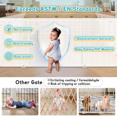 Дитяче захисне ворота для сходив та проходів, 400 см, білий. Захист від падіння для дітей та собак.