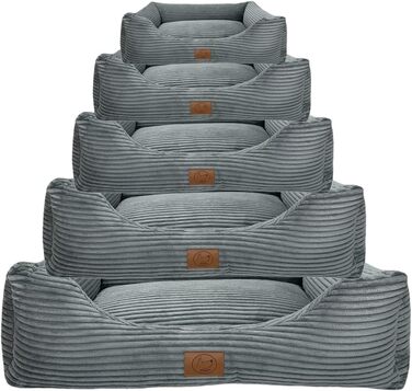 Ортопедичне ліжко для собак Elropet з м'якого корду, кошик для собак, XS/S/M/L/XL, сірий мишачий (120x90x25 см)