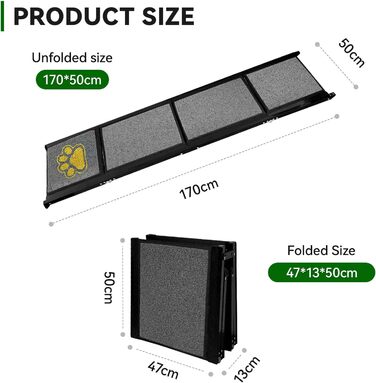 Рампа для домашніх тварин Hunderampe, 170 x 50 см, сіра, з антиковзким покриттям, до 70 кг, для автомобілів, вантажівок, SUV та сходів, легка алюмінієва конструкція