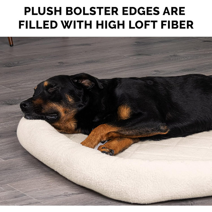 FurHaven Лежанка для собак великих та середніх порід, Sherpa-Fleece, розмір L, 91 x 58 x 7 см, кремовий колір