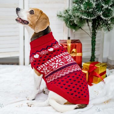 Пуловер для собак SCENEREAL: теплий рогалик для маленьких, середніх та великих собак, ідеальний для зимових свят та відпочинку. Червоний, без шапки, розмір Medium (M).