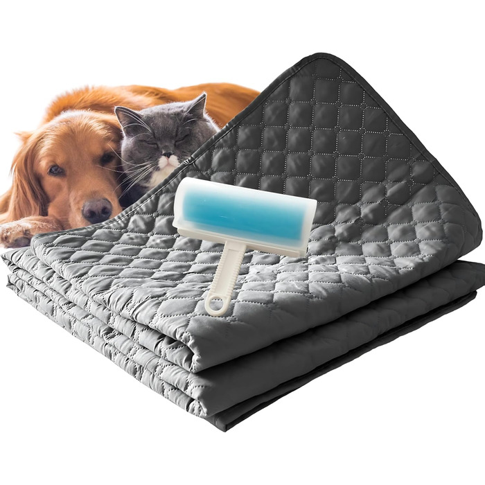 Водонепроникний плед для собак з роликом для ворсу, антиковзаюча ковдра для тварин на диван, машинне прання, 210 x 130 см, темно-сірий