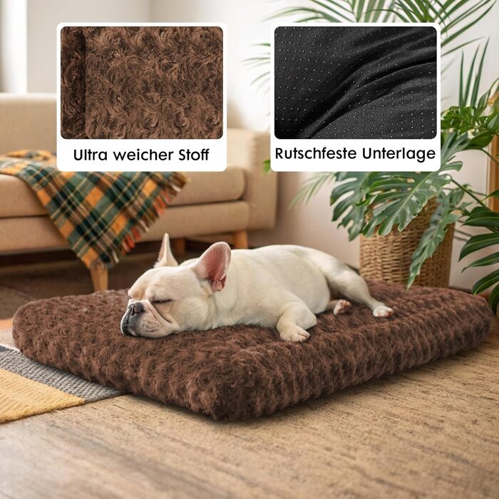 Килимок для собак Homaxy великих порід, ортопедичний, м'який, миючий, з антиковзним покриттям, 74x54x7 см, коричневий