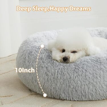 Крісло-гніздочко для собак великих порід WNPETHOME, заспокійливе, анти-стрес, м'яке, плюшеве, сірого кольору, 91x91x25 см