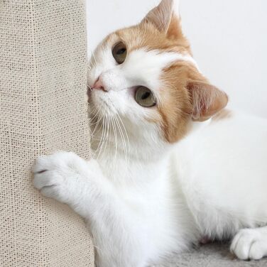 Когтеточка PETMAKER 70 см з сизалю та джуту, килимове покриття, захист меблів для домашніх котів, бежева