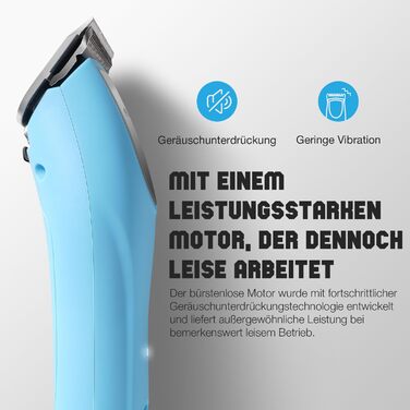 Професійна машинка для стрижки собак FuzzyFix: 2 швидкості, ергономічний дизайн, для собак та котів, стрижка густого, довгого та кучерявого хутра, блакитна