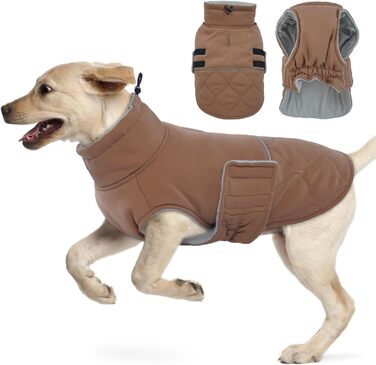 Зимовий теплий одяг для собак великих порід, теплий зимовий одяг для собак, підходить для Golden Retriever, Labrador (Колір: Коричневий, Розмір: XXL)