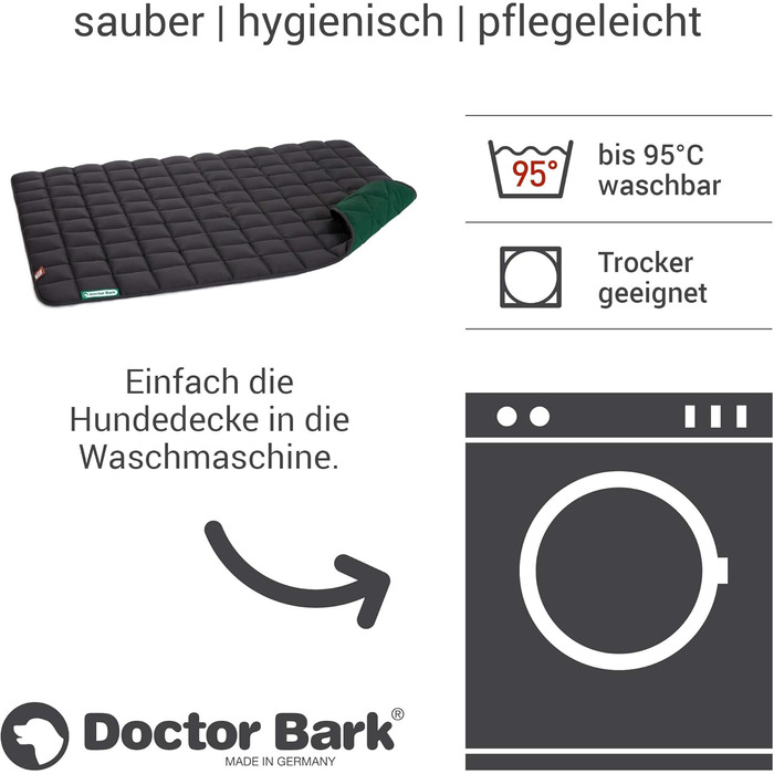 М'яка лежанка для собак Doctor Bark, розмір M (80x70 см), міцна, для дому та вулиці, витримує прання до 95°C, сіро-зелений колір