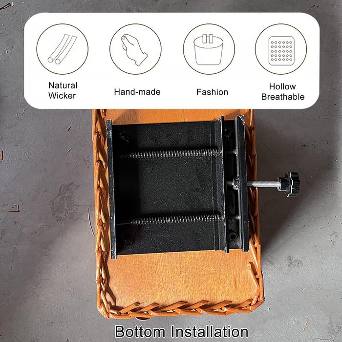 Задній плетенний кошик для тварин на велосипед – для котів та собак – з металевим захистом – кошик для перевезення домашніх тварин, натуральний