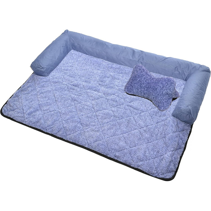 Крісло-ліжко для собак Raikou: зручне та практичне, 90x90 см, блакитний меланж. Захист дивану та багажника, антиковзаюче покриття, легко миється. Підходить для великих та маленьких собак.
