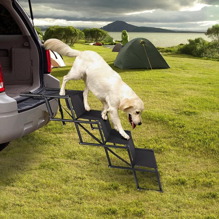 Сходи для собак Caliyo, 4 сходи, авто, до 75 кг, чорний, регульована висота, для великих собак, для авто, диванів та ліжок