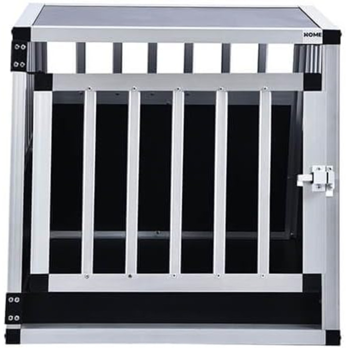 Транспортна переноска для собак Home Deluxe SKITO - M, 69x54x50 см, Алюміній/MDF, Срібно-чорний