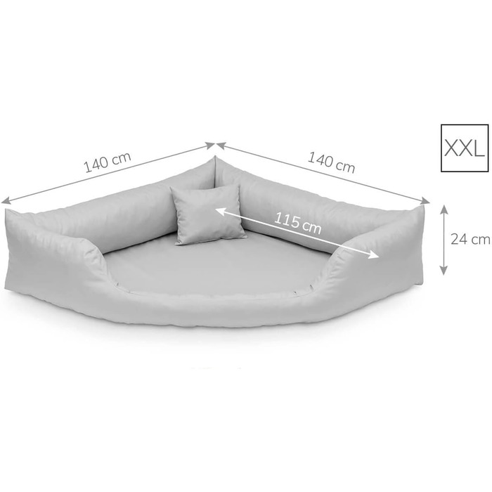 Ліжко для собак Juelle з штучної шкіри, кутовий дизайн, для середніх та великих собак, м'який пухнастий килимок, диван Gabi M-XXL (140x140см, світло-коричневий) XXL - 140x140x24 см, коричневий
