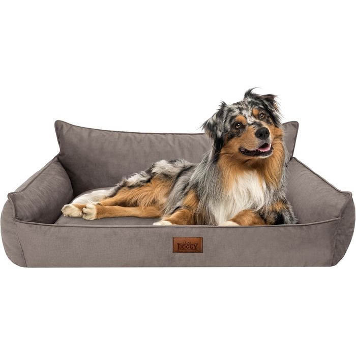 Собаче ліжко DOGGY XL 82x63 см, коричневе, м'яке ортопедичне ліжко-матрац для собак, лежак для домашніх тварин, диван, прошите, Fancy