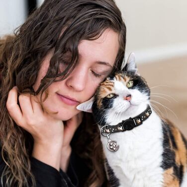 Нашийники для котів з застібкою-карабіном, регульовані, з дзвіночком, чорний + синій, 2 шт., 20.3-33.3 см