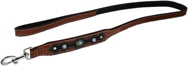 Шкіряний повідець для собак MICHUR Lakota, коричневий, 150x2,5 см, плоский, сумісний з нашийником Lakota