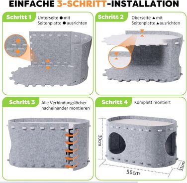 Кігтеточка-будиночок для котів Solview з фетру, сіра, 58x33x30 см