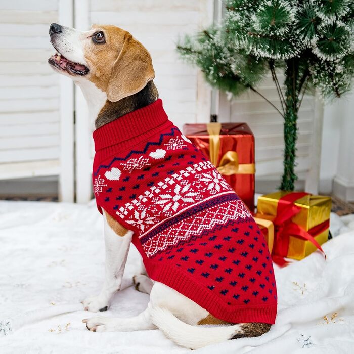 Пуловер для собак SCENEREAL: теплий, стильний, для будь-якої породи. Ідеальний для зими, свят та відпочинку. Червоний, без шапки, X-Small