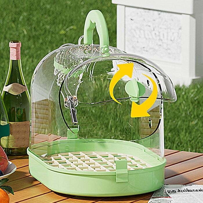 Переносна клітка для птахів: зручна транспортна коробка з безпечним замком (зелено-біла)