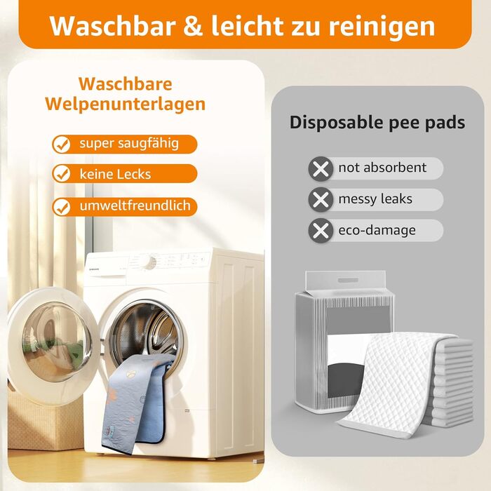 Багаторазові підкладки для цуценят, 2 шт. - супер впитываючі пелюшки для собак, нековзні тренувальні килимки для диванів, вольєрів або автокрісел, 76x81 см (2 шт.)