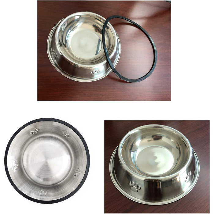 Набір з 2 мисок для собак з нержавіючої сталі, великі, антиковзні, 30 см та 26 см