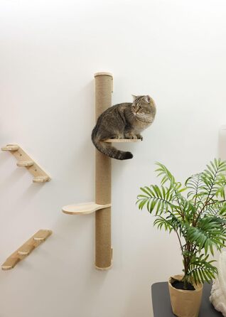 Дряпка для котів Kerbl Timber з масиву дерева, натуральний колір, висота 127 см, витримує до 10 кг