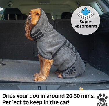 Elite Paws™ UK: Люксовий халат для собак з мікрофібри, товстий та м’який, швидко сушить тварину за 20-30 хвилин, супер вбираючий, обмежує безлад