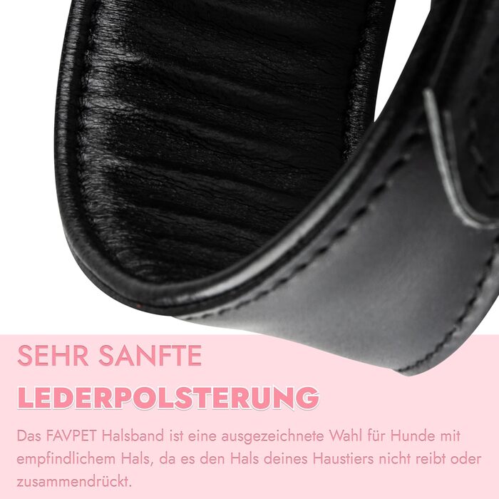 Ручний розпис шкіряний нашийник для грейхаундів FAVPET з QR-кодом, рожевий сакура (M)