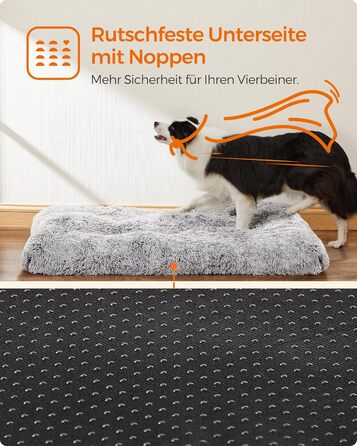 Ліжко для собак Feandrea, м'яка подушка, плюшевий килимок, 122 x 74 см, м'яка підкладка, можна прати, багатофункціональне, PGW204K01 (L 105 x B 68 x H 10 см, Омбре-сірий)