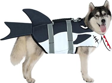 SMONT Жилет для плавання собак, регульований, для малих, середніх та великих собак, Ripstop, з рятувальним ручним захватом, для плавання, пляжу, катання на човні