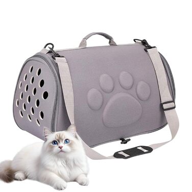 М'яка переноска для тварин Lpoppcx | Сумка-переноска для домашніх тварин на плечі, дихаюча переноска для подорожей, походів, літаків, кемпінгу, поїздок, до ветеринара, в місто та сірого кольору M