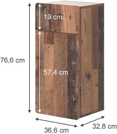 Пенал Vicco Izan білий глянець 36.6x76.6 см з шухлядою і дверцятами, стиль олдскул