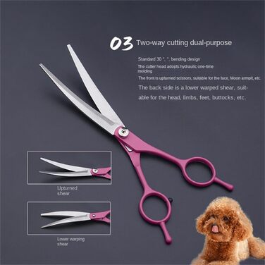 Набір професійних ножиць для собак 7 дюймів, 4 шт. для грумінгу: прямі, зігнуті, для розрідження шерсті, з ергономічними ручками, для собак та котів