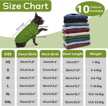 Теплий в'язаний пуловер для собак великих порід Hjumarayan, зелений XXL (обхват грудей 70 см, довжина спини 52 см)