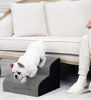 Сходинка для собак Fellie: портативна, 2-ступенева, знімний чохол, для маленьких собак та котів, сіра