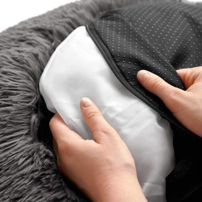 Кішечкове та собаче ліжко Hunter LOPPA, м'яке, з антиковзною основою, можна прати, колір антрацит, розмір M