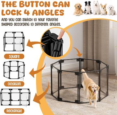 Клітка для собак з акрилу з дверцятами, 88 x 89 x 63 см, регульована, шестигранна/восьмигранна, для собак маленьких та середніх порід, для дому
