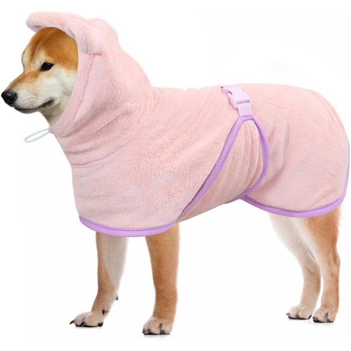 Рушник для собак Mosucoirl: швидковисихаючий, з капюшоном, з мікрофібри, рожевий