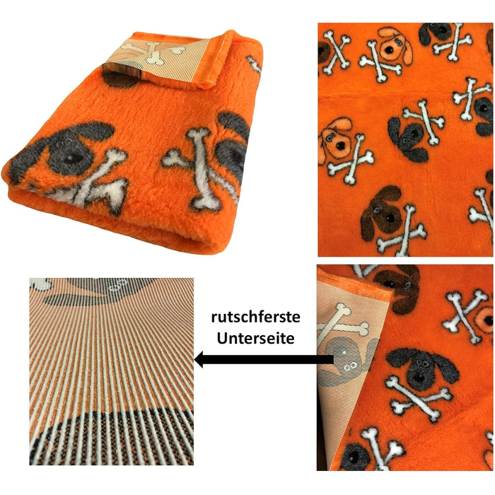 Лежанка для собак Elropet Premium 30mm, неслизька, S/M/L, для маленьких та великих собак, Vet Bed, найвища якість (S 80x50 см, кістка помаранчевого кольору)